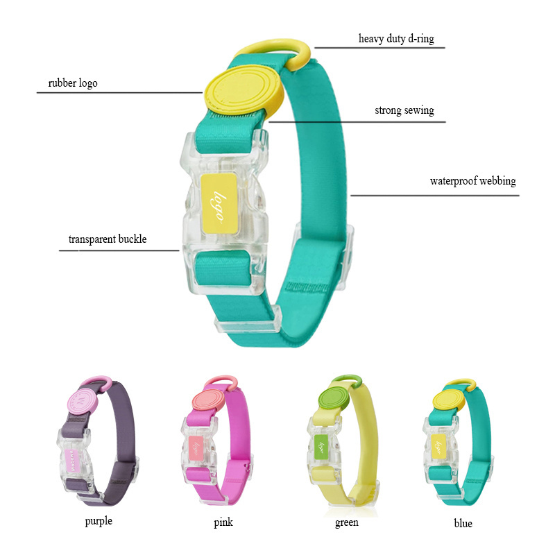 Customizable Logo Pure Color PVC Dog Collar Summer Cooling Waterproof Pet Collar with Quick Release Plastic Buckle