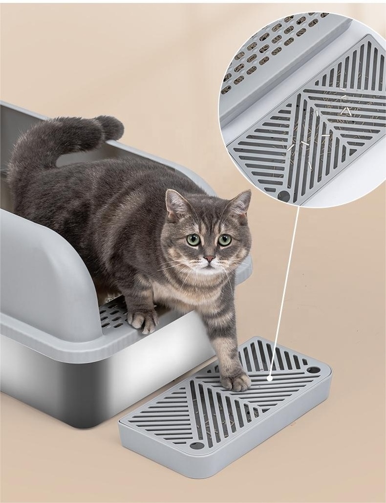 Large size NO Absorbs Odor Stains Rusts Residue Stainless Steel pet Cat Litter Box