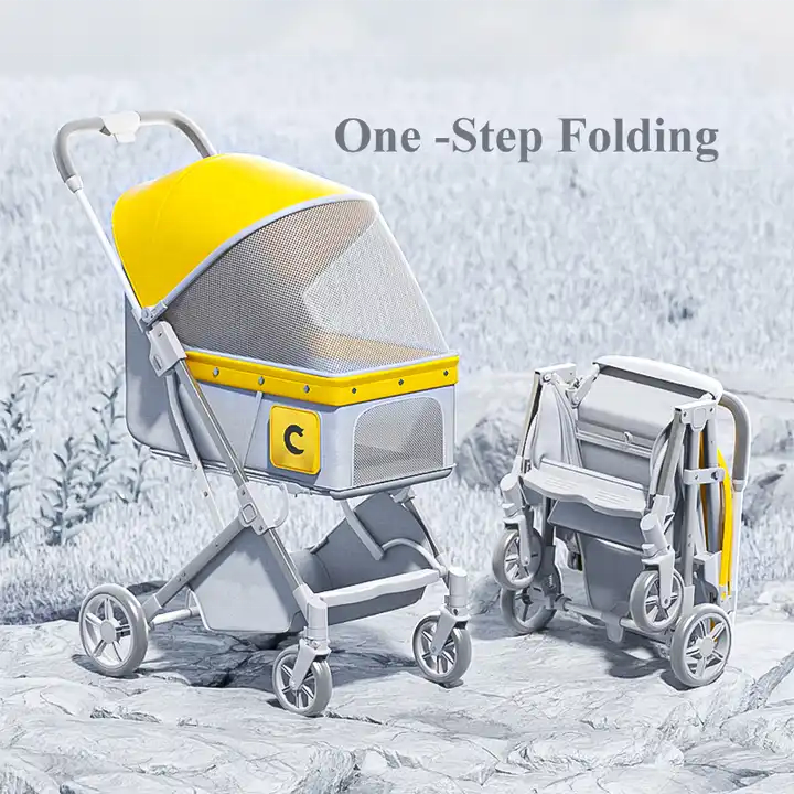 High Quality Good Quality Automatic Folding Minimal Space Folding Pet Stroller Cart Pet Dog Stroller