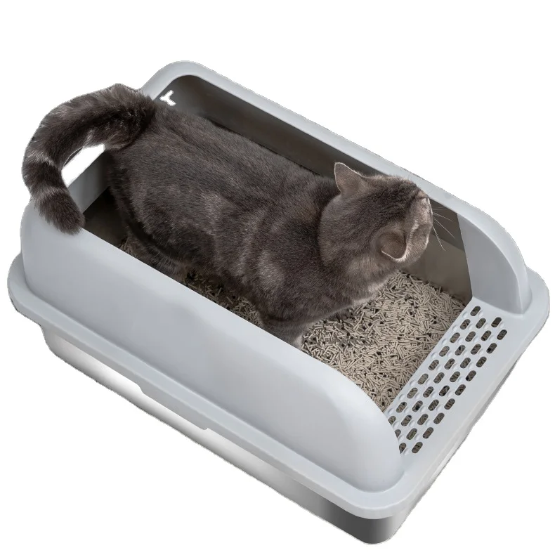 Large size NO Absorbs Odor Stains Rusts Residue Stainless Steel pet Cat Litter Box