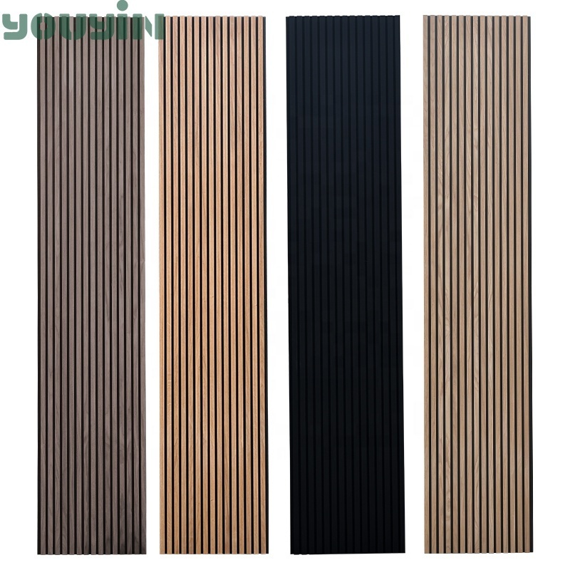 Customized Akupanel 240*60 Nature Smoky Oak Wooden Walnut Veneer Slat 60*60 Sound Proof Akustik Panel Acoustic Wall Panel