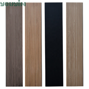 Customized Akupanel 240*60 Nature Smoky Oak Wooden Walnut Veneer Slat 60*60 Sound Proof Akustik Panel Acoustic Wall Panel