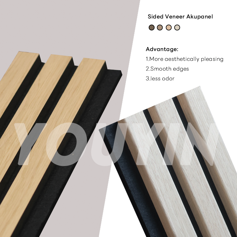 3 Sided Veneer Akupanel Acoustic Wood Slat Wall Panel Ceiling and Wall Panels Sound Proof Wall Panels