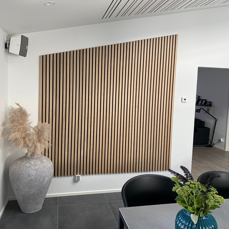 Custom Akupanel Sound Proof Decorative Mural Wood Fiber Mdf Wooden Slat Acoustic Panels For Hotel panel acusticos