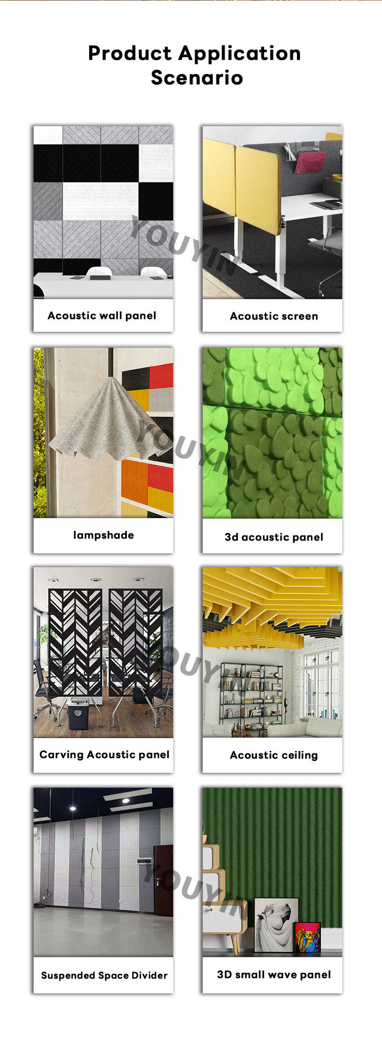 Rectangle Black Polyester Fiber Art Sound Proof Wall  Ceiling Pet Acoustic Felt Panels