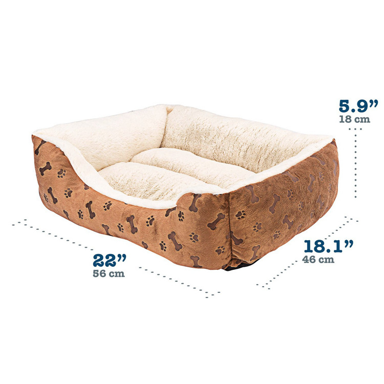 Rectangle new style pet classic bed with dog paw printing