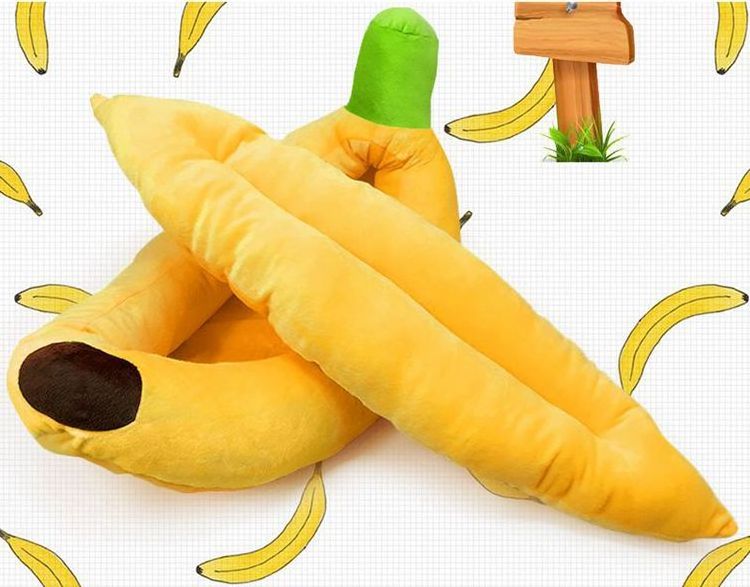 Banana shape removable dog bed inserts soft warm pet dog bed