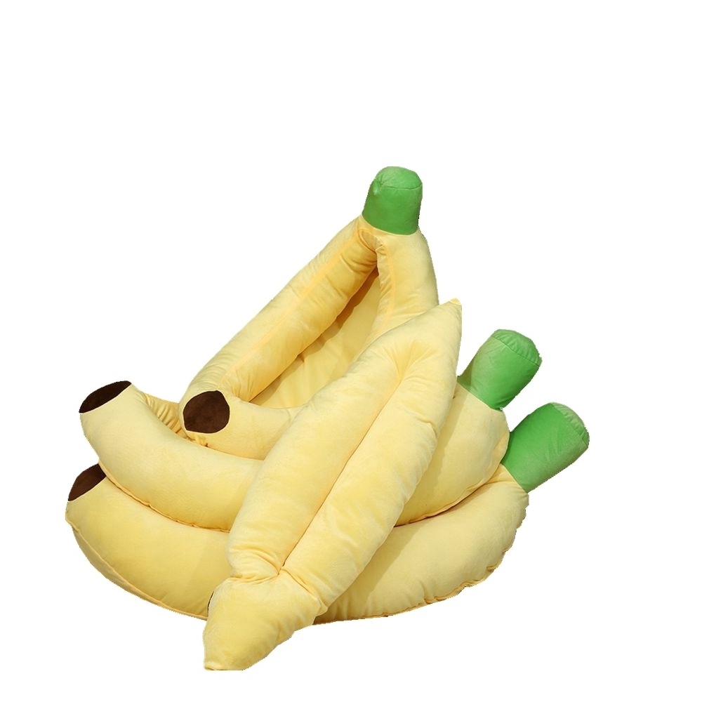 Banana shape removable dog bed inserts soft warm pet dog bed