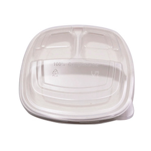 disposable bagasse plates with plastic transparent cover lid