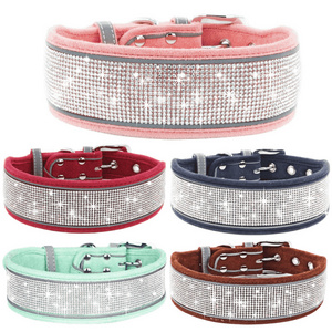 2023 New style factory adjustable wholesale dog collars bling dog collar with metal buckle