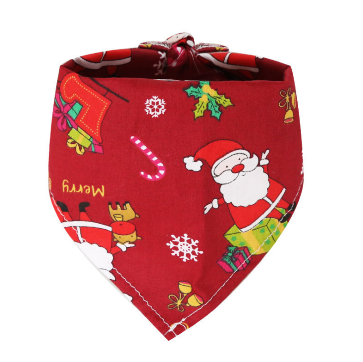 Christmas customized Double layer double sided cotton printing Logo Pet cat Scarf Dog Bandana Triangle Dog Bandanas