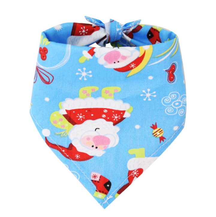 Christmas customized Double layer double sided cotton printing Logo Pet cat Scarf Dog Bandana Triangle Dog Bandanas