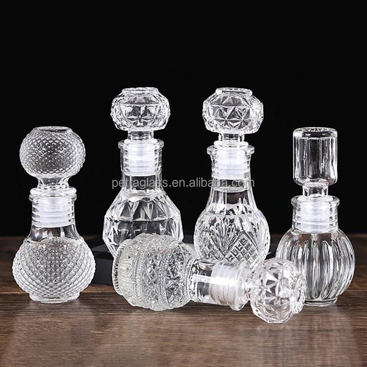 Luxury Mini Empty 50ml 100ml Decanter Vodka Glass Liquor Wine Spirit Bottle with Lid for Brandy Whisky