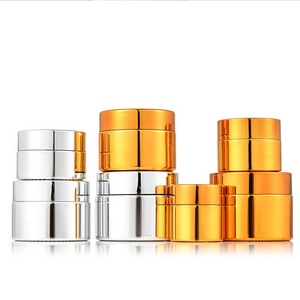 Custom 5g 10g 30g 50g Electroplating Gold Silver Round Cosmetic Glass Cream Jar for Eye/Face/Body Cream