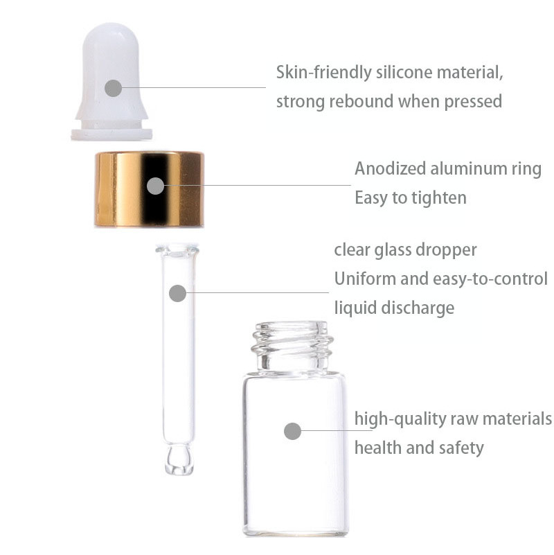 Wholesale portable refillable Clear Glass Dropper Bottle Essential oil Glass Bottle  Dropper perfume bottle for women