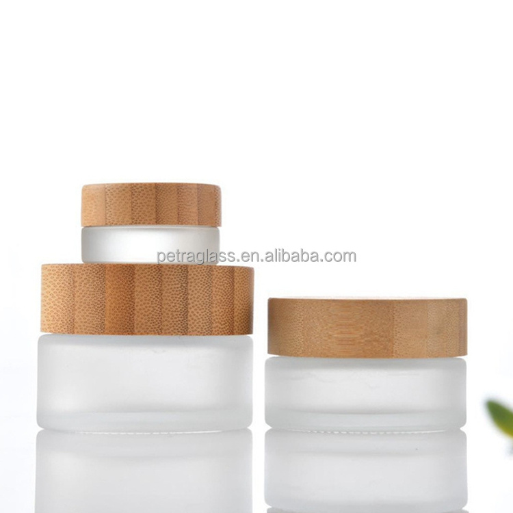 Best Sale 5ml 10ml 5g Cosmetics Empty Frosted Container Face Cream Eye Cream Glass Jar with Bamboo Lid