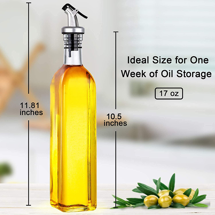 Online Hot 17oz Empty Glass Olive Oil Storage Dispenser Bottle for Kitchen Oil and Vinegar Dispenser Set