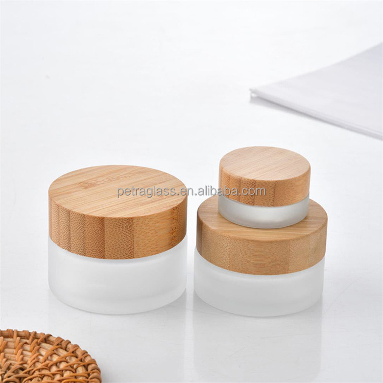 Best Sale 5ml 10ml 5g Cosmetics Empty Frosted Container Face Cream Eye Cream Glass Jar with Bamboo Lid