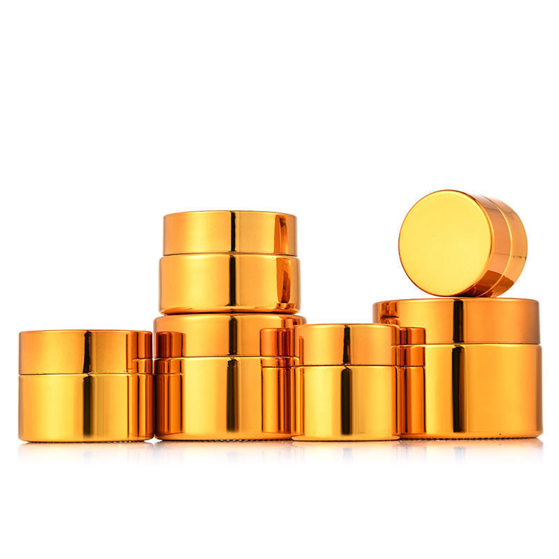 Custom 5g 10g 30g 50g Electroplating Gold Silver Round Cosmetic Glass Cream Jar for Eye/Face/Body Cream