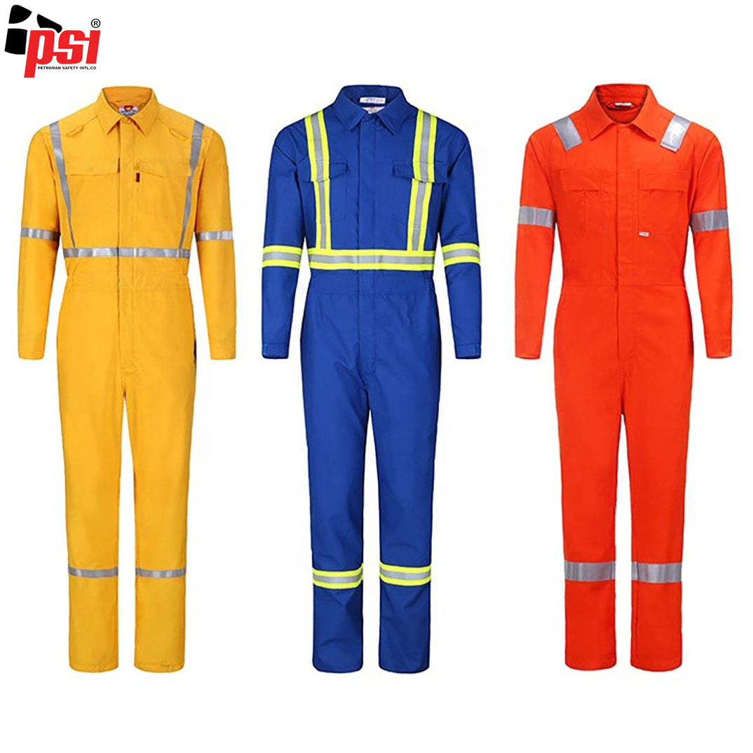 100% FR Cotton Reusable Protected Safety Working Fire Retardant Clothing With Reflective Tape for Men Coveralls