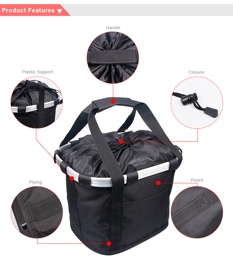 Hot Sell Bicycle Accessories Handlebar Baskets Foldable Pet Carrier Bag Front Bike Basket