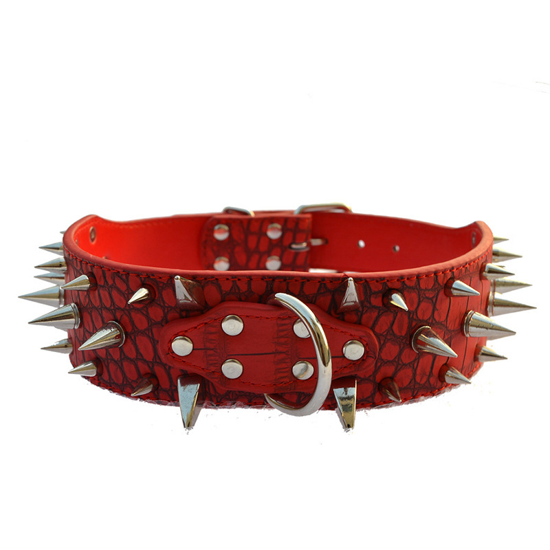 Big dog collar spiked rivet cool wide black leather heavy duty dog collar for large breed