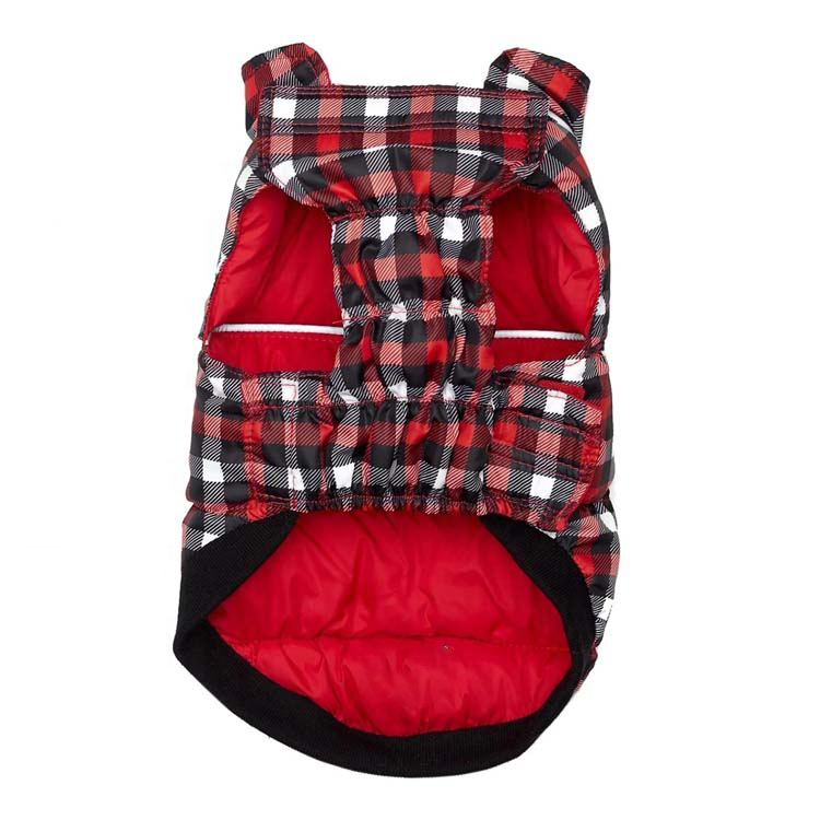 Small dog clothes pet cozy plaid reversible designs cotton coat outfit windproof 2-legs out dog jackets winter pet clothes