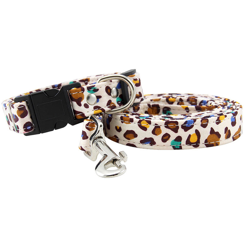 Pet leash and collar adjustable quick release star pattern printed luxury dog collar and leash set