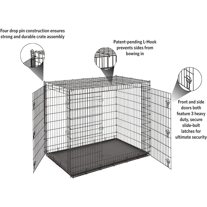 XXL dog crate manufacturers travel plastic flooring heavy duty metal steel big dog cages for car