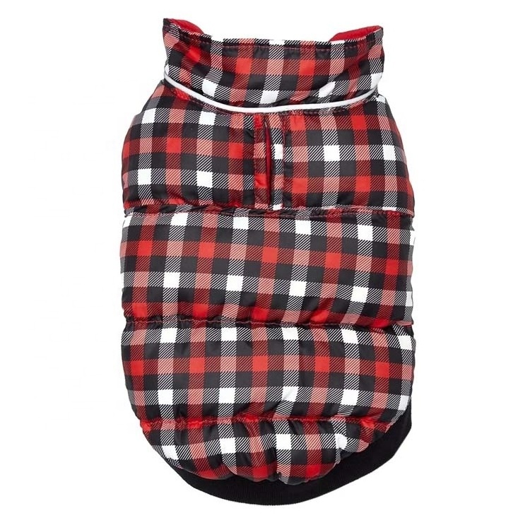 Small dog clothes pet cozy plaid reversible designs cotton coat outfit windproof 2-legs out dog jackets winter pet clothes