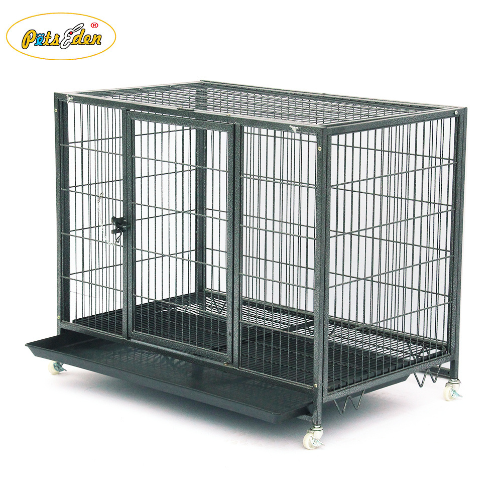 Heavy Heavy Duty indoor&outdoor dog cage wire tube pet dog kennel crate with wheels