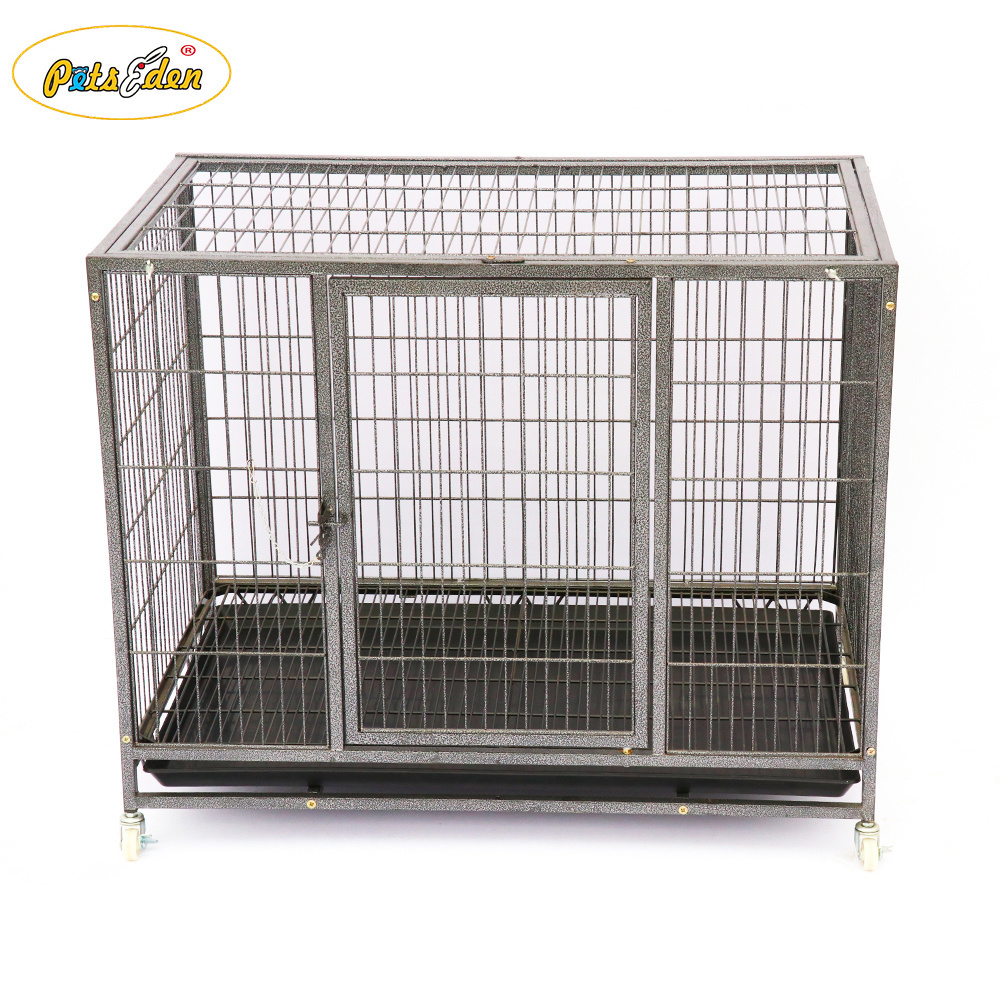 Heavy Heavy Duty indoor&outdoor dog cage wire tube pet dog kennel crate with wheels