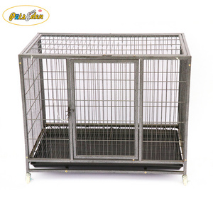 Heavy Heavy Duty indoor&outdoor dog cage wire tube pet dog kennel crate with wheels