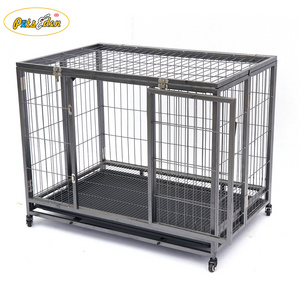 Heavy Duty Rolling Stainless Steel pet Dog Cage with ABS or metal Tray pet crate house