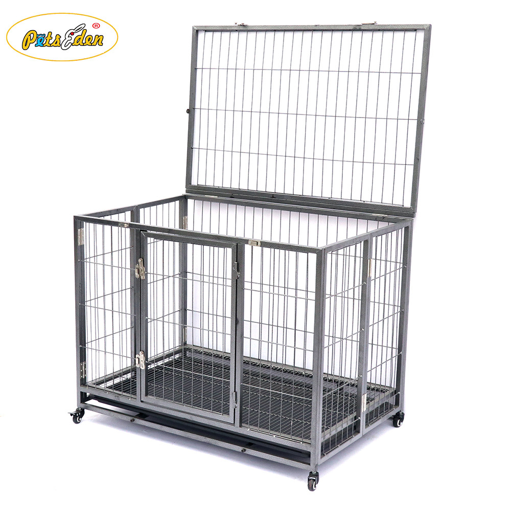 Heavy Duty Rolling Stainless Steel pet Dog Cage with ABS or metal Tray pet crate house