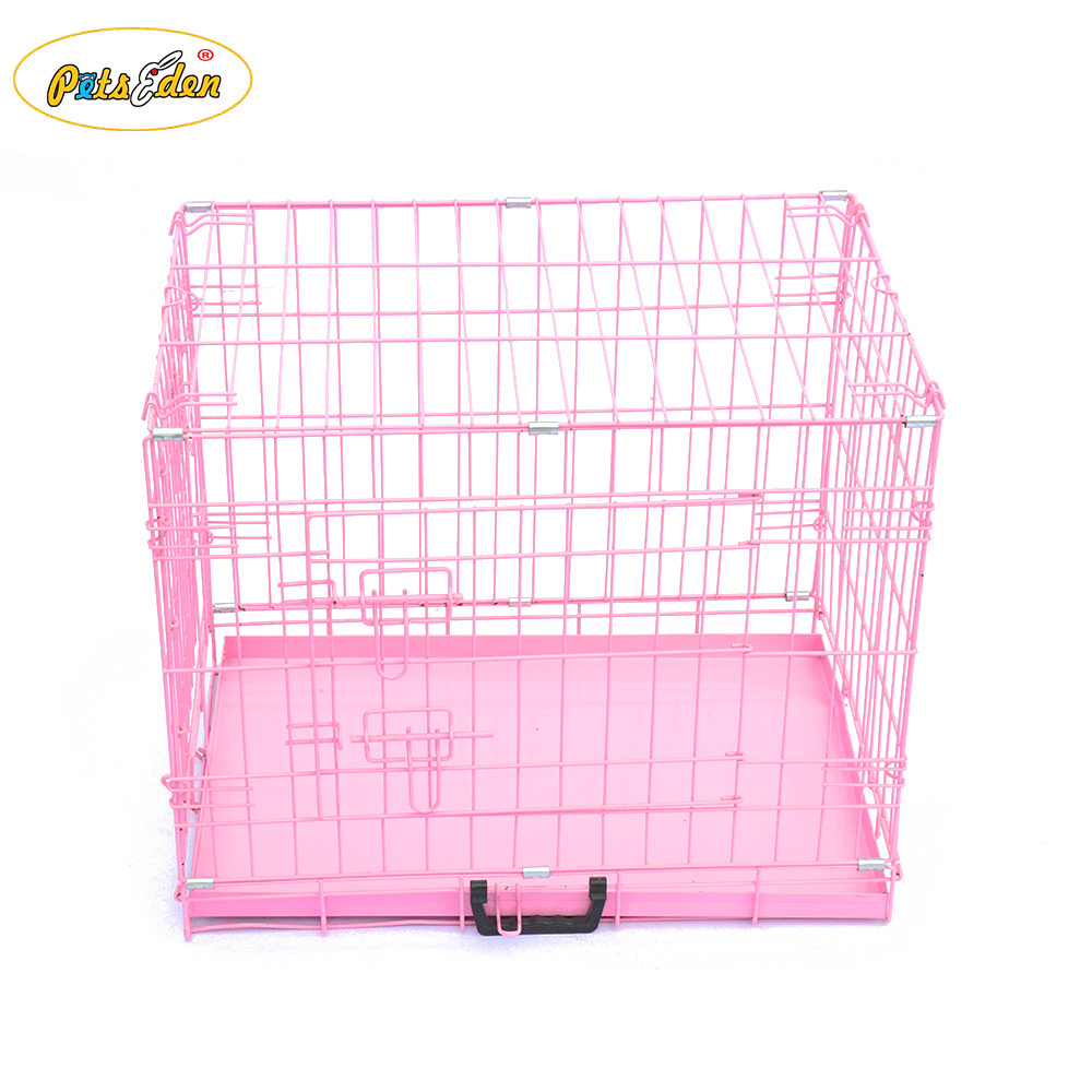 Foldable Collapsible Wire Dog Cage Pet Dog Kennel Crate pink different sizes