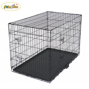 20" Folding Metal Dog Crate w/ Divider Panel, Floor Protecting "Roller" Feet & Leak-Proof Plastic Tray; 20L x 12W x 14H Inches