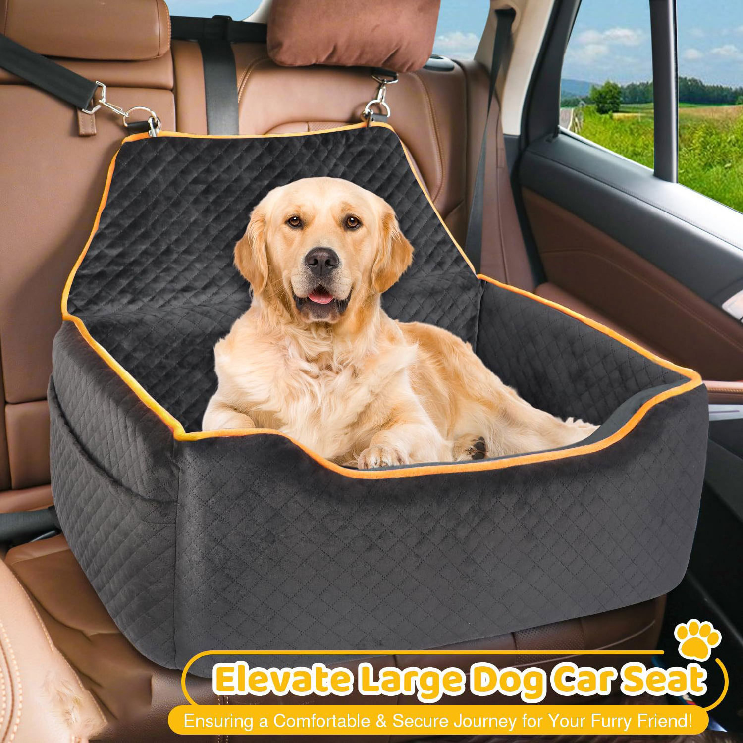 Premium Pet Car Seat Bed Pet Booster Car Back Seat Dog Cat Travel Safety Bed Large Dog Carseat