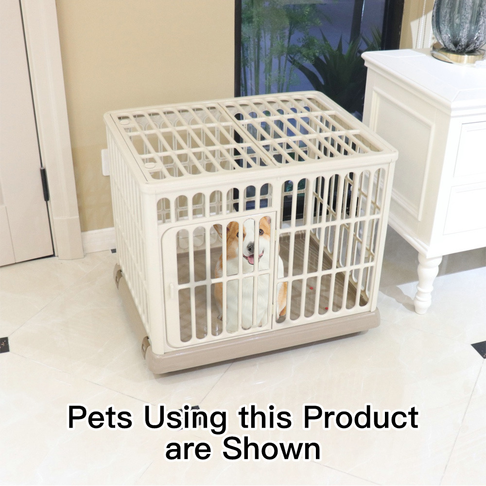 Dog Crate for Small Dog Cats Cage Double Door with Wheels Indoor Dog Cage Cat Cage