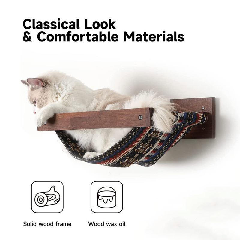 Factory OEM Cat Wall Mounted Climber Furniture Sets Wooden Cat Hammock Perches Cat Wall  Mounted Shelves