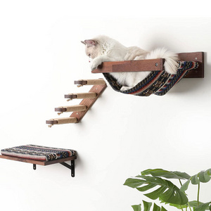 Factory OEM Cat Wall Mounted Climber Furniture Sets Wooden Cat Hammock Perches Cat Wall  Mounted Shelves