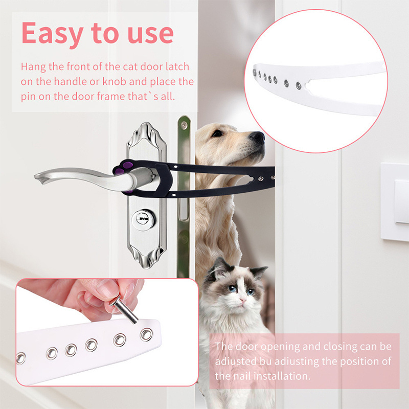 Adjustable Door Strap for Cats to Dog Proof & Keep Dog Out Door Buddy Cat Door Stopper & Cat Door Latch