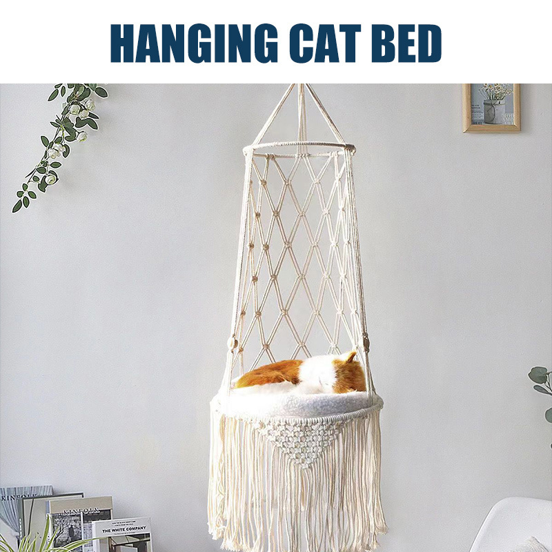 Durable Non-slip Macrame Hanging Pet Cat Swing Window Cat Hammock Pet Hanging Bed Hanging Cat Bed