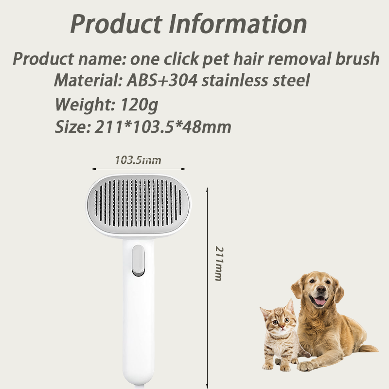 OEM Logo Pet Products Self Cleaning Pet Massage Hair Removal Brush One Click Pet Cat Dog Grooming Brush