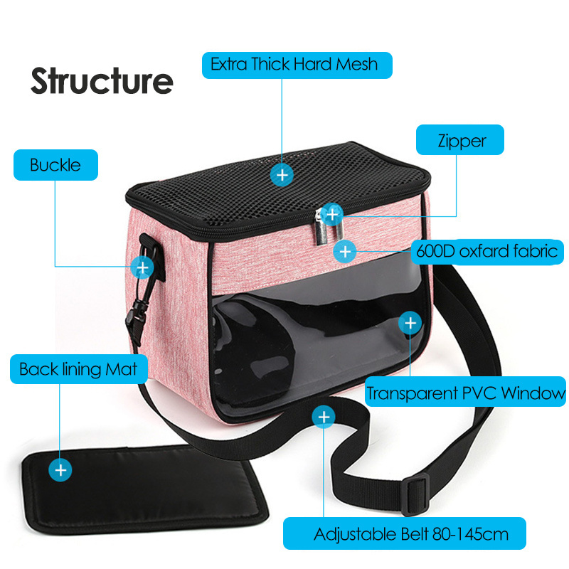 OEM Logo Portable Small Pet Outdoor Carrier Breathable Mesh Oxford Outdoor Travel Hamster Bag