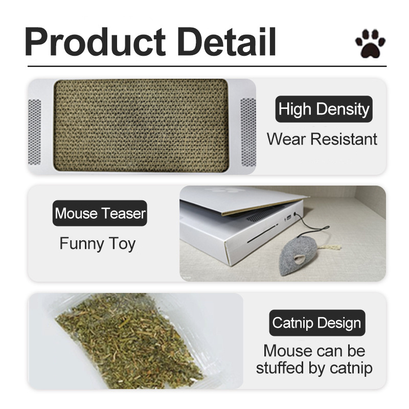 Durable Customize Stickers Cat Scratching Board Creative Laptop Scratcher with Mouse Toys Laptop Cat Scratch Board