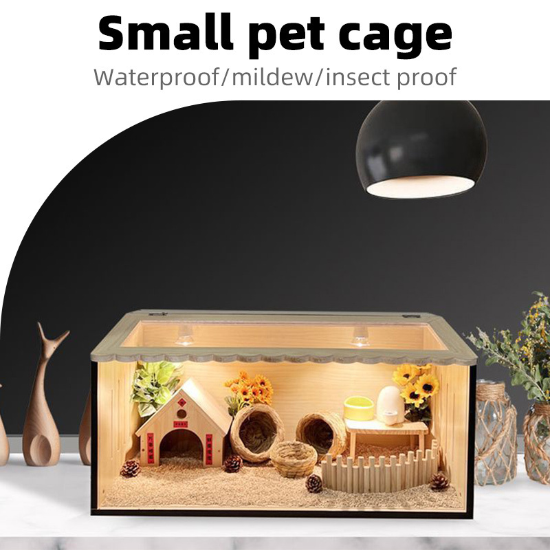 Transparent Glass Cage for rodent gerbil mouse Hamster Guinea Pig Luxury Large Cage for Small Animals