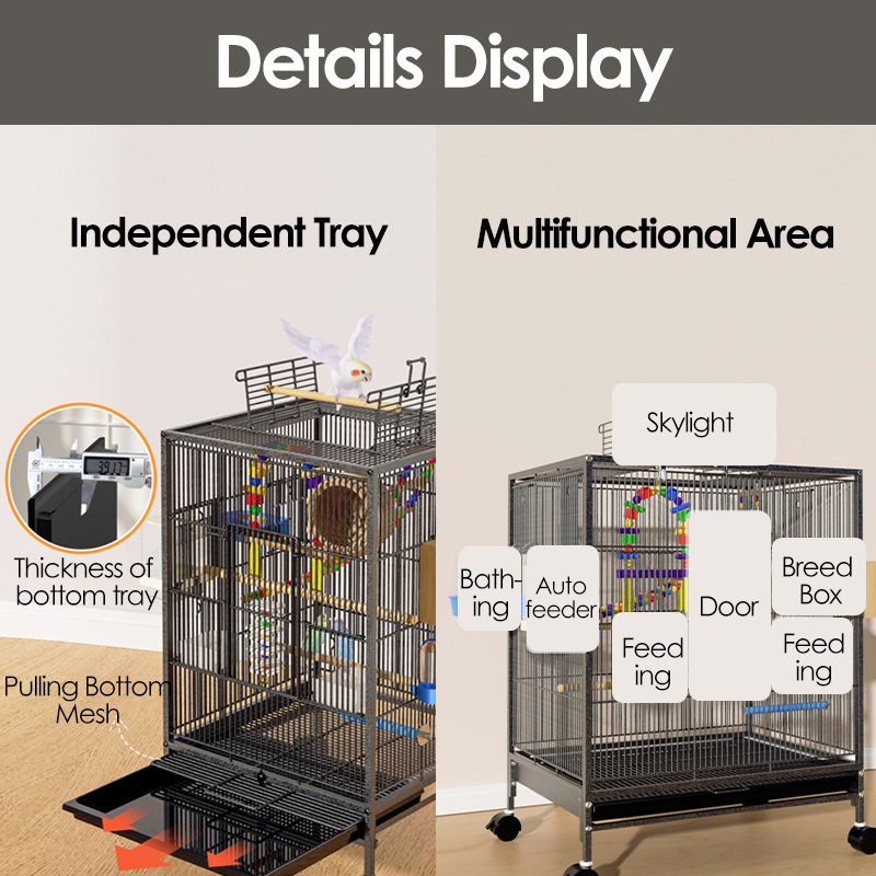 RTS anti-corrosion premium Wrought Iron Bird Cage Top Bird Swing for Parrots Birdcage Bird Stands Flight Cage