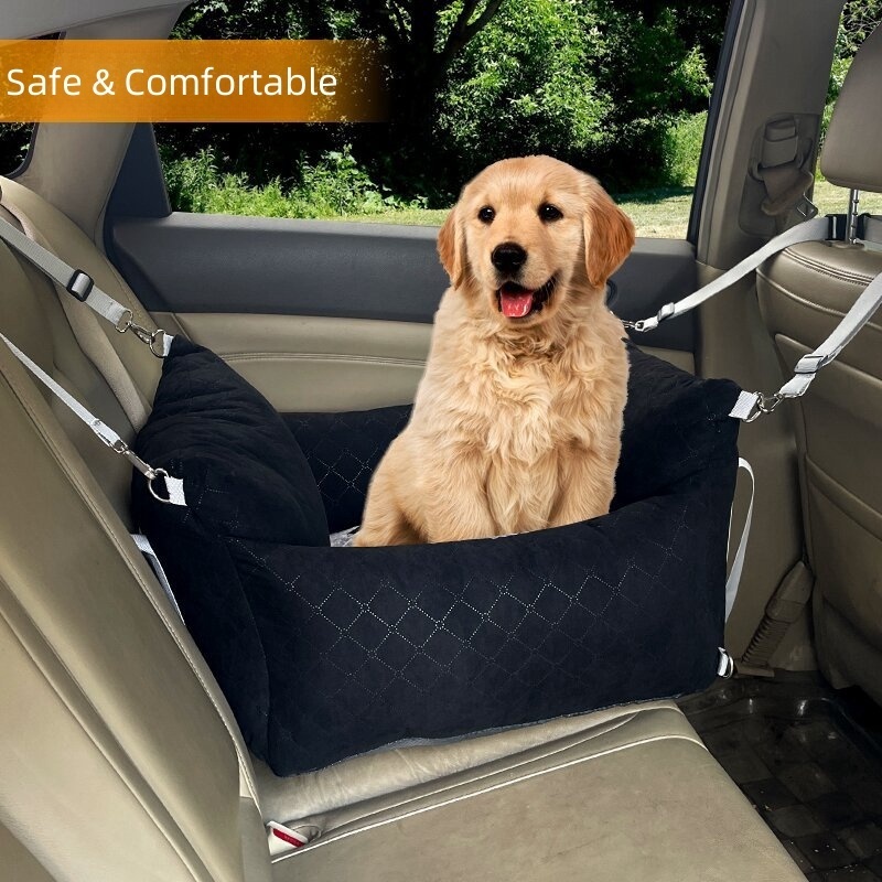 Low MOQ Dog Car Seat with Removable Cover Pet Travel Safety Seat Bed Comfortable Black Dog Booster Seat