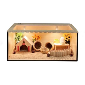 Transparent Glass Cage for rodent gerbil mouse Hamster Guinea Pig Luxury Large Cage for Small Animals